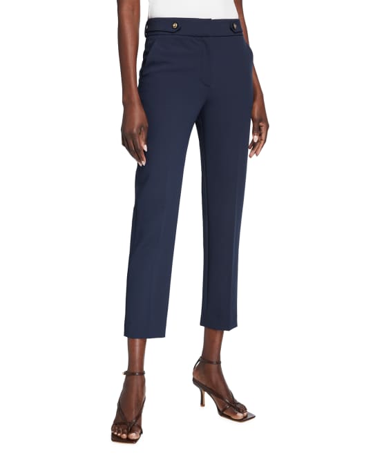 Gamila Sport Suiting Button-Waist Ankle Pants