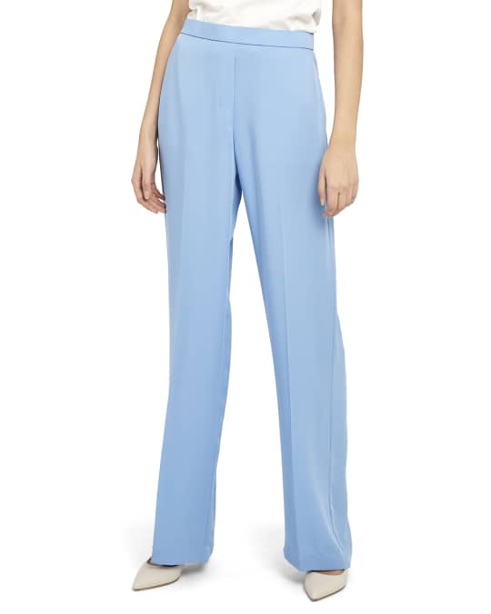 Theory Wide-Leg Silk Georgette Pull-On Pants | Neiman Marcus