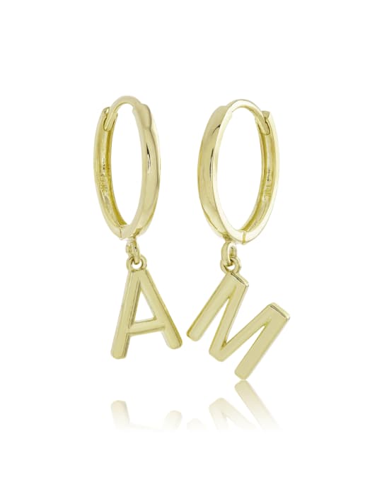STONE AND STRAND 14k Gold Initial Huggie Earrings | Neiman Marcus
