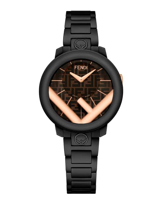 Fendi Men's 28mm IP Black Bracelet Watch w/ FF Motif | Neiman Marcus