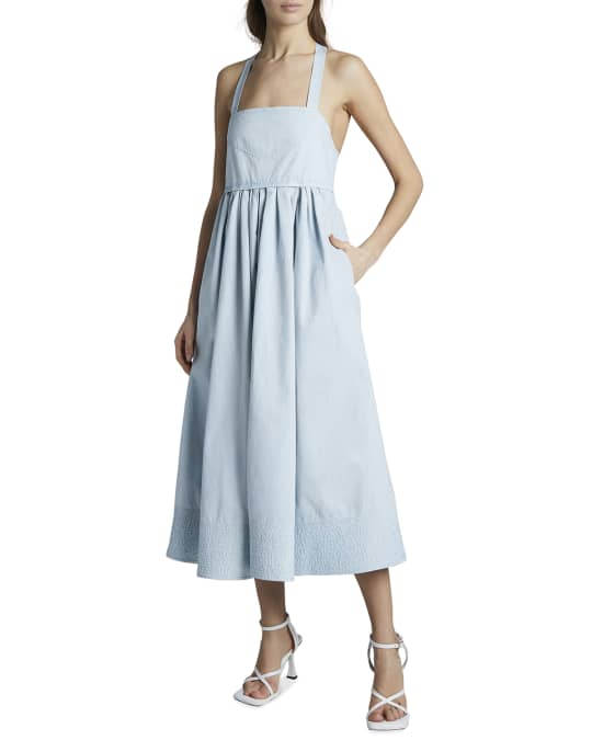 Proenza Schouler White Label Washed Cotton Self-Tie Midi Dress | Neiman ...