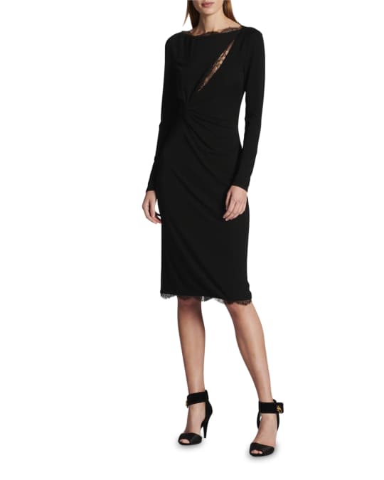 TOM FORD Boat-Neck Lace Keyhole Knotted Dress | Neiman Marcus