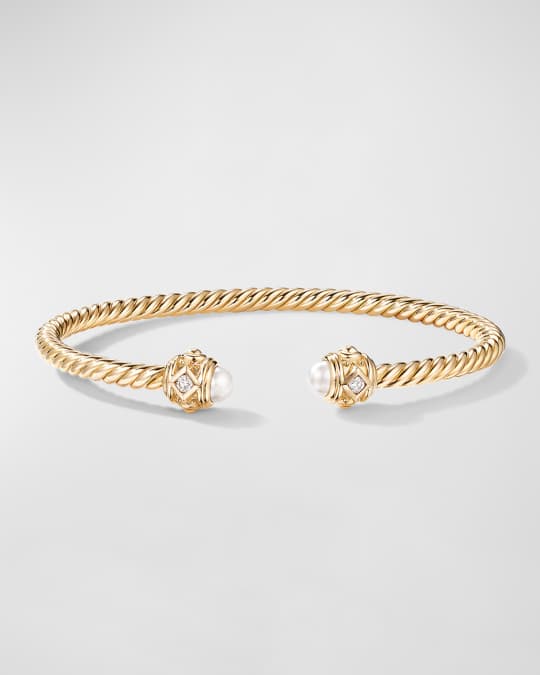 David Yurman 18K Renaissance Bracelet with Pearls and Diamonds, Size ...