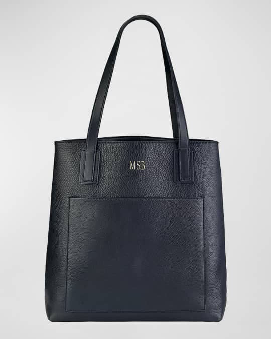Metro Pebble Grain Leather Tote Bag, Personalized