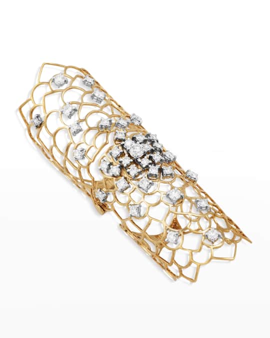 Moresca Armor 18k Rose Gold & Diamond Long Hinged Ring, Size 6