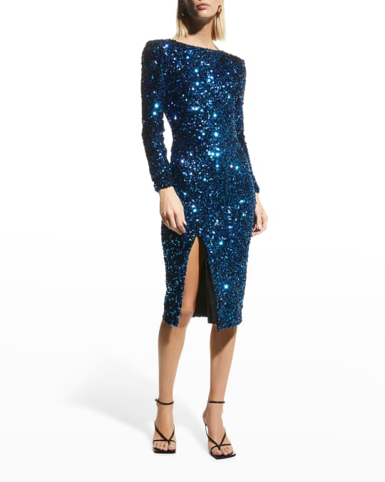 open lace back dress Dress The Population Natalie Long Sleeve Midi Dress - Port - Red main image 0