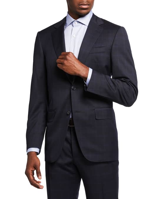 Men s Tonal Plaid Wool Two Piece Suit