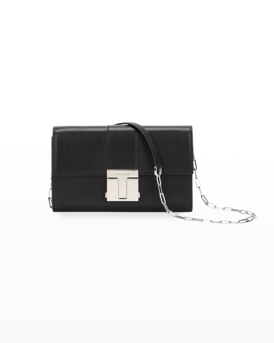 長財布 TOM FORD SS25 Wallet on chain logo (S0487LCL395X 1N001) TOM FORD ◇トムフォード◇ブラック カーフ ゴールドチェーン