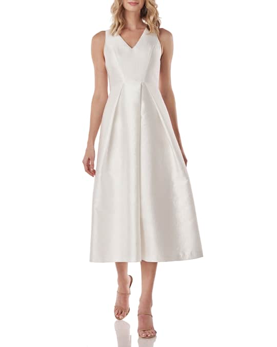 Kay Unger New York Maxime V-Neck Sleeveless Textured Jacquard Dress ...