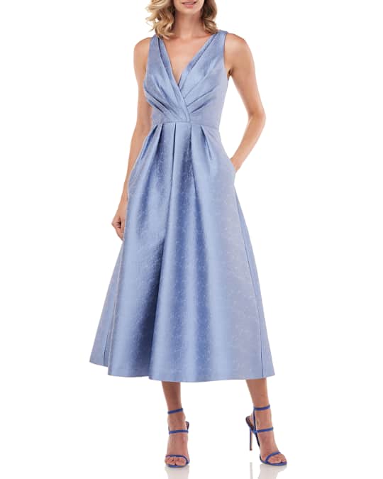 Kay Unger New York Olivia Textured Jacquard Sleeveless Midi Dress ...