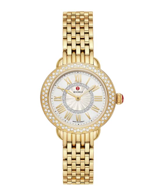 MICHELE Serein Petite 18k Gold Diamond Watch Neiman Marcus