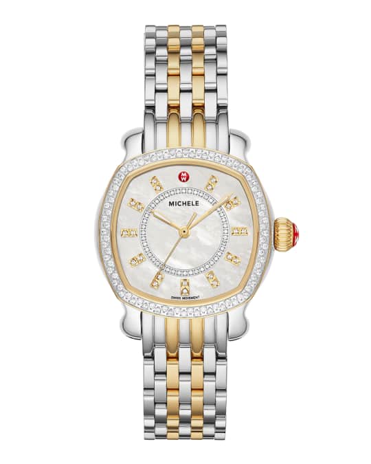 MICHELE Lilou Two Tone 18k Gold Diamond Watch Neiman Marcus