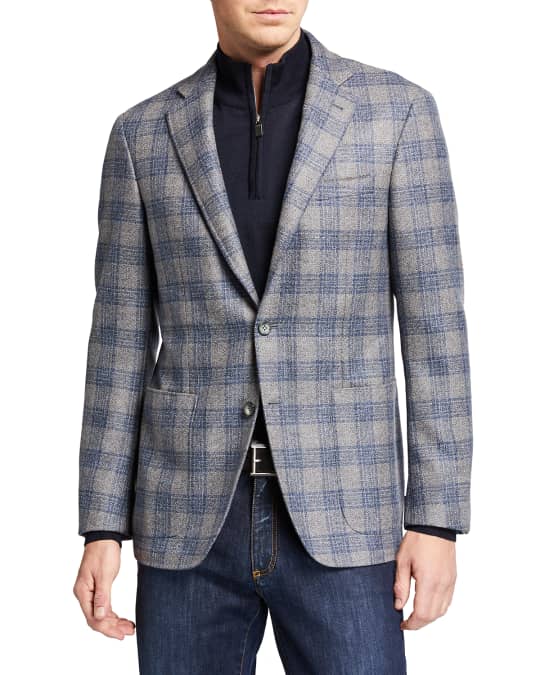 Canali Men's Plaid Wool Sport Jacket | Neiman Marcus