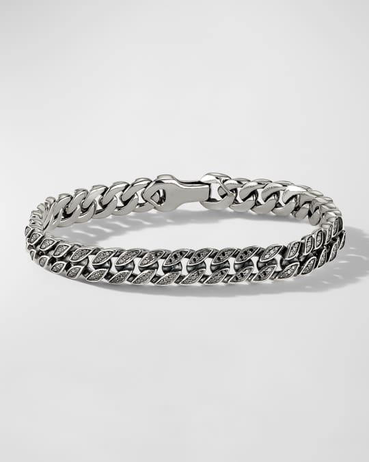 David Yurman Men's Black Diamond Curb Chain Bracelet Neiman Marcus