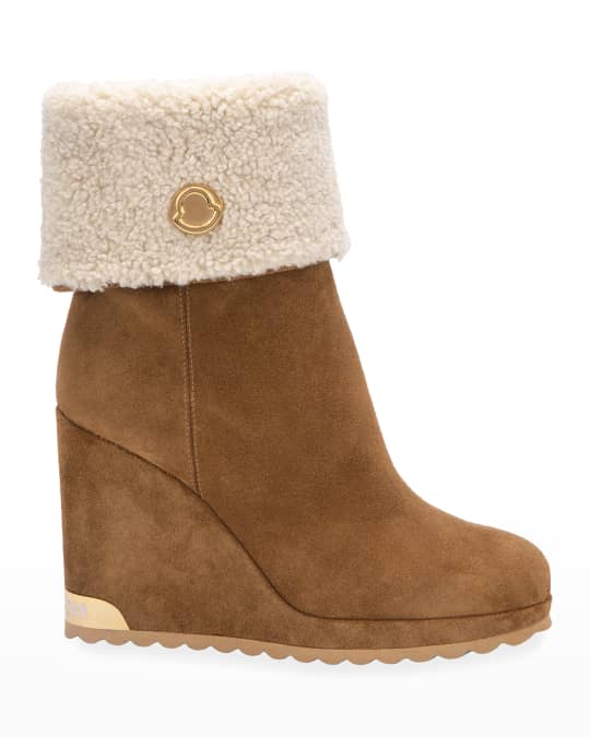 Shearling wedge booties online