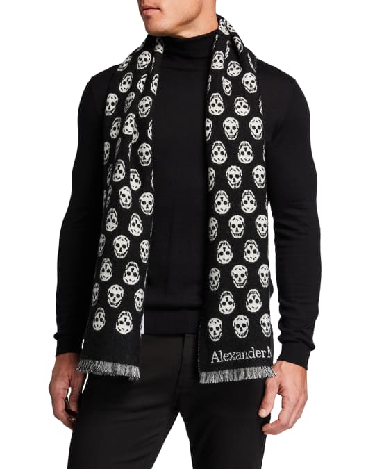 Alexander McQueen Men s Wool Reversible Skulls Scarf Neiman Marcus
