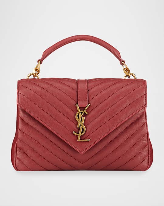 Saint Laurent College Medium Flap YSL Shoulder Bag in Quilted Leather ...