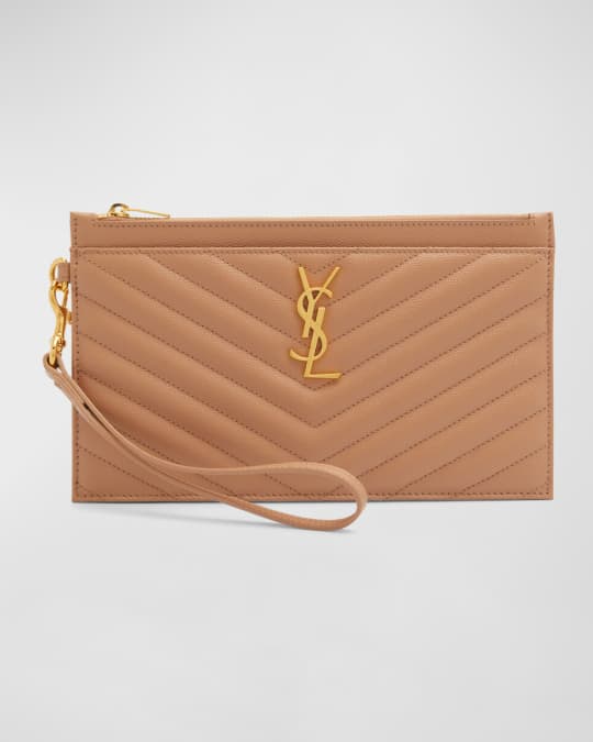 YSL Monogram Large Bill Pouch in Grained Leather