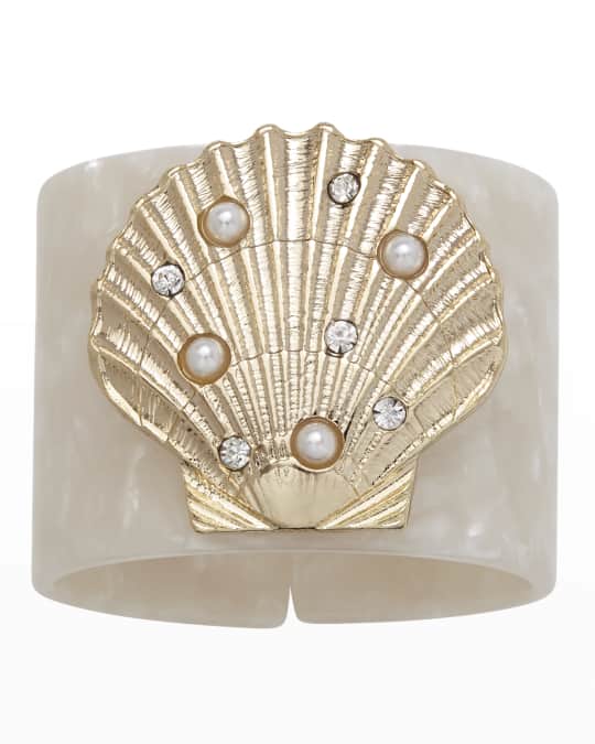 Joanna Buchanan Shell Resin Pearly White Napkin Rings Set of 4