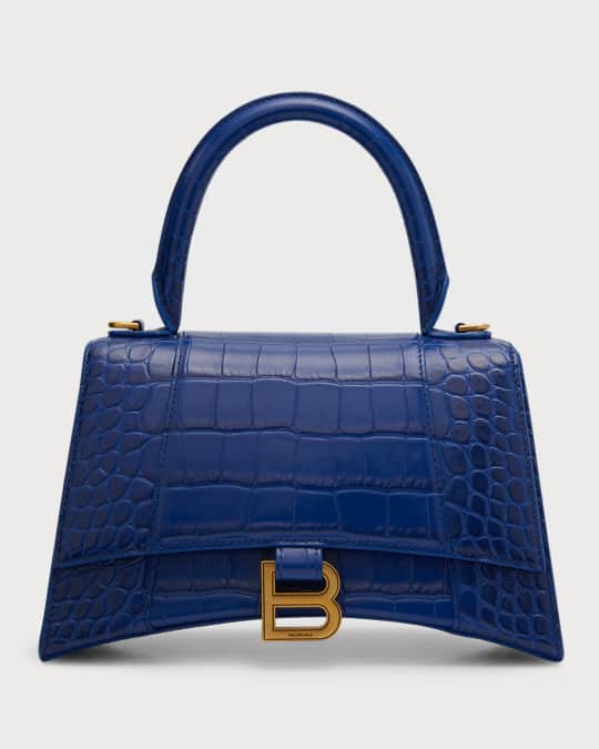 Hourglass Small Croc Embossed Top Handle Bag