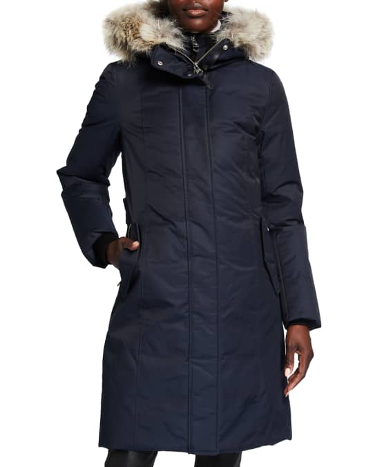 Harlowe Belted Coat with Detachable Bib and Fur Ruff