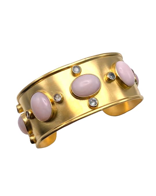Pink Opal Mini Cuff Bracelet with Topaz