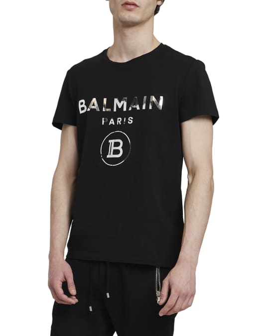 Balmain Men's Foil Logo T-Shirt | Neiman Marcus