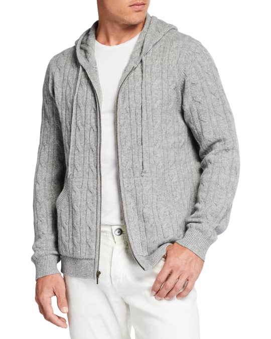 Mens knitted zip up hoodie discount