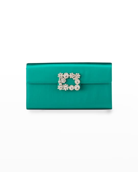 Roger Vivier XS Flower Buckle Envelope Clutch Bag | Neiman