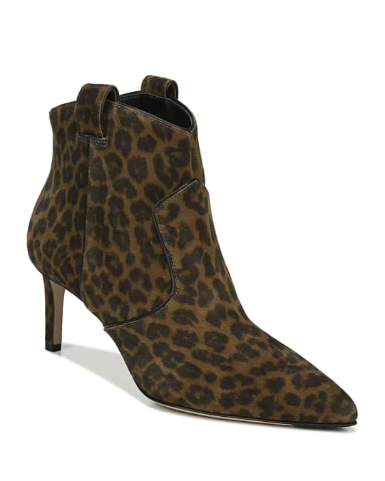 Veronica Beard 65mm Lexi Leopard Print Suede Zip Booties Neiman