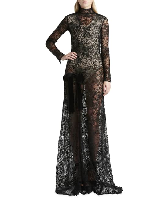 chinese dress ladies GUCCI BY TOM FORD BLACK LACE MINI DRESS 1996 main image 1