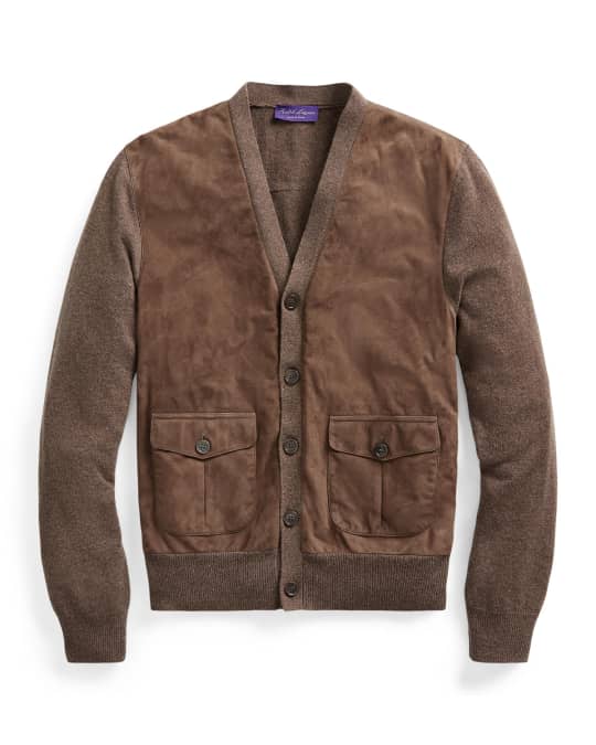 Mens suede front cardigan shop