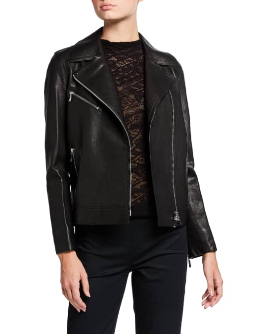 Lafayette 148 New York Aisling Washed Italian Lambskin Leather Moto ...