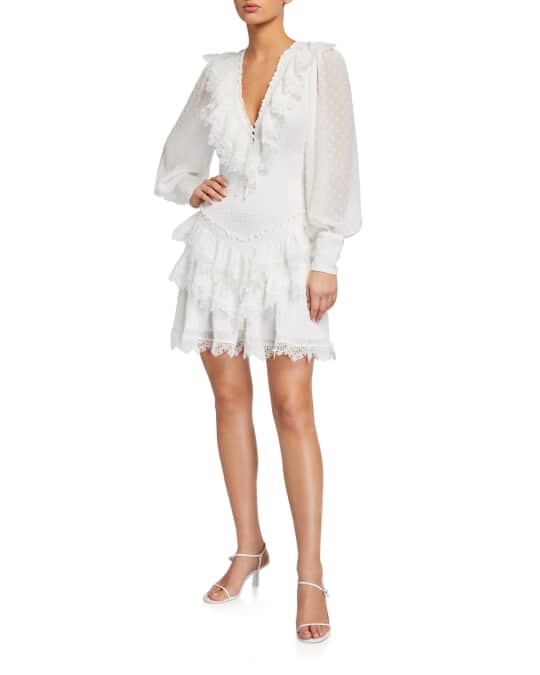 Bardot Dixie Lace Long-Sleeve Mini Dress | Neiman Marcus