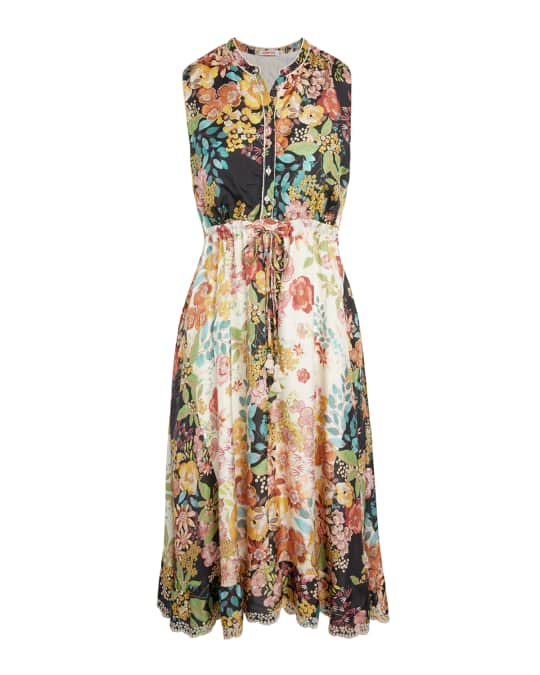 Johnny Was Serena Floral Print Sleeveless Lined Dress | Neiman Marcus