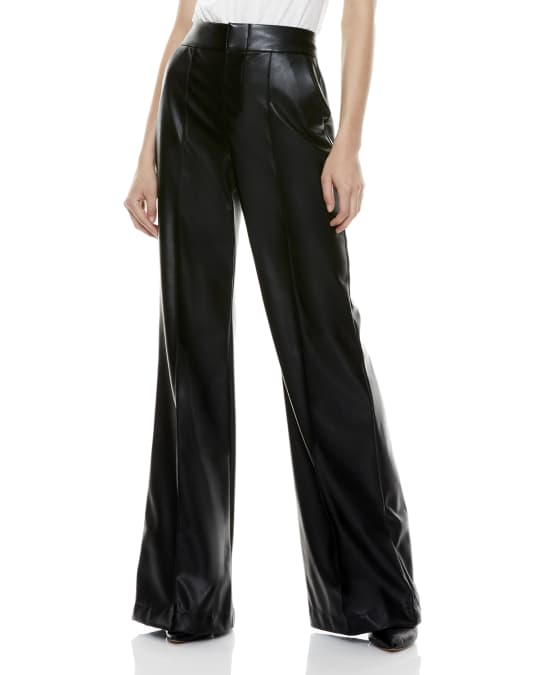 Alice + Olivia Dylan Faux-Leather High-Waist Wide-Leg Pants | Neiman Marcus