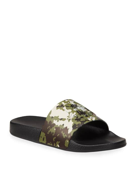 Moncler Men s Basile Camo Logo Slide Sandals Neiman Marcus