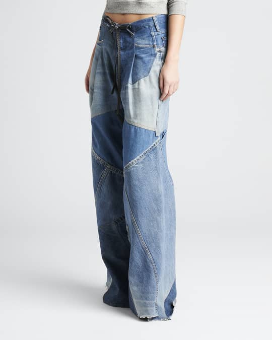 TOM FORD Patchwork Wide-Leg Denim Pants | Neiman Marcus
