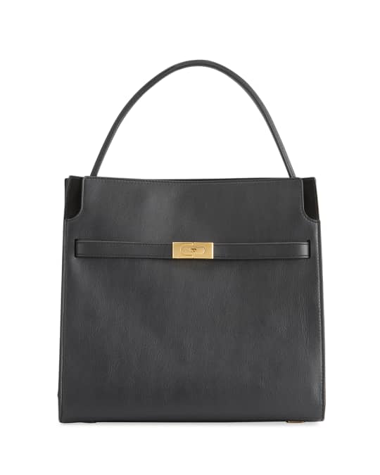 Tory Burch Lee Radziwill Double Satchel Bag, Black Pattern | Neiman Marcus