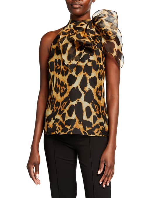 Gwyneth Leopard Organza Halter Top