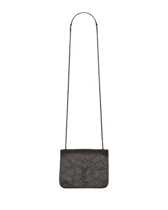 Saint Laurent Niki Crinkle Leather Wallet on Chain Neiman Marcus