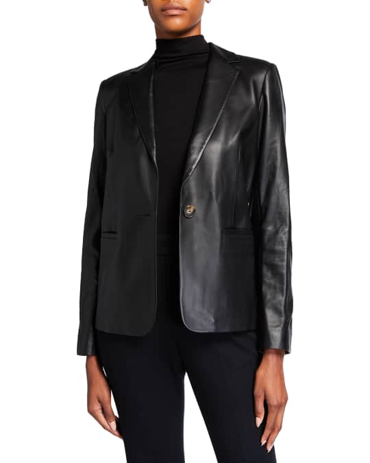 Vince Fitted Leather Blazer | Neiman Marcus
