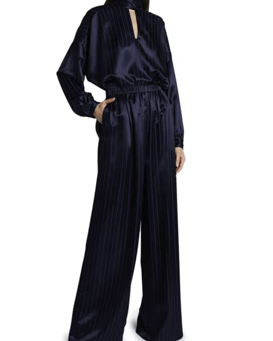 Balenciaga Stripe Jacquard Silk Wide-Leg Pants | Neiman Marcus