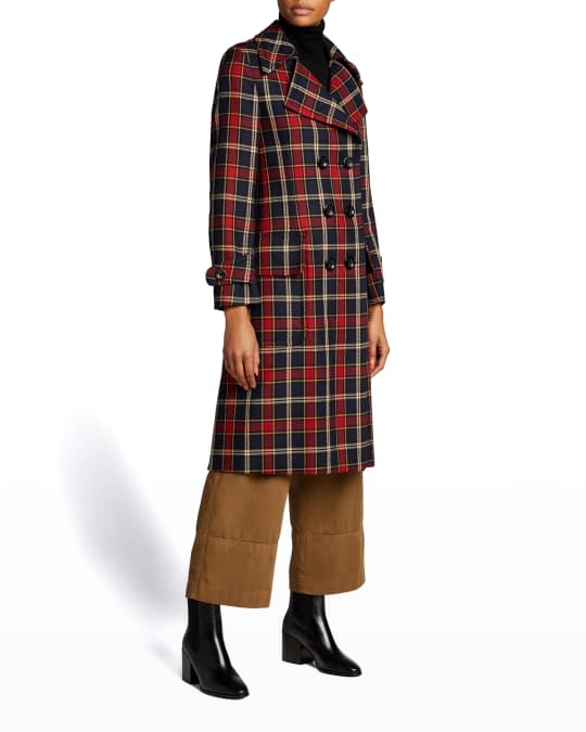Dries Van Noten Plaid Double Breasted Wool Coat Neiman Marcus