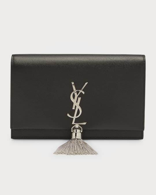 Saint Laurent Kate YSL Monogram Grain de Poudre Wallet on Chain ...