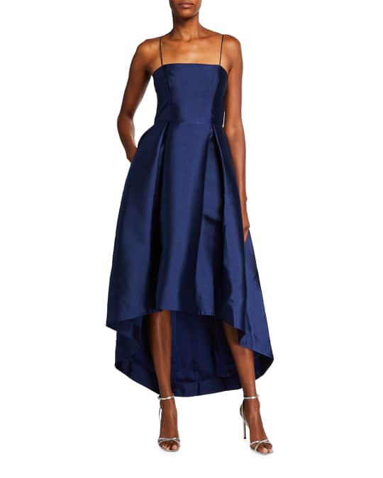 Parker Black Hazel Satin Twill High-Low Gown | Neiman Marcus