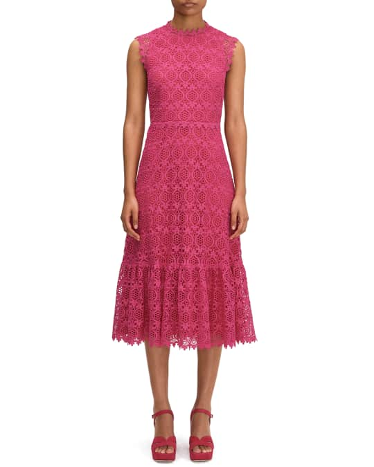 scallop lace midi dress