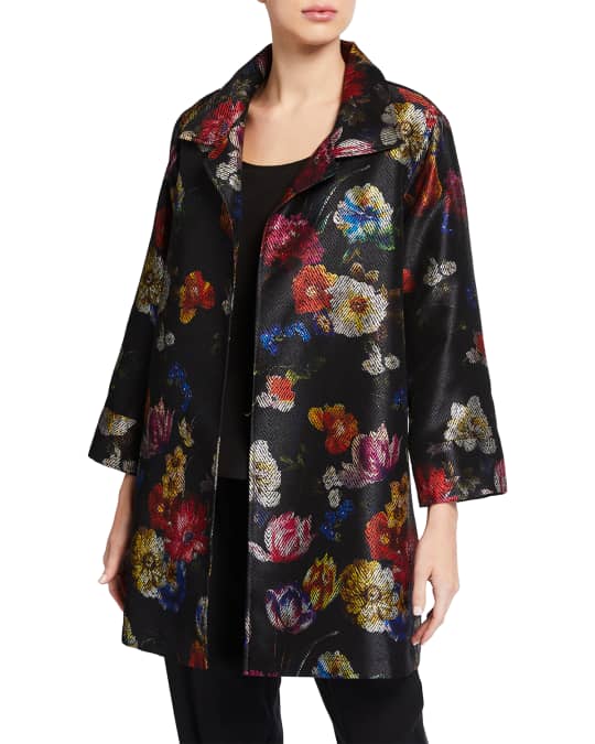 Caroline Rose Plus Size Bold Floral Jacquard Party Jacket | Neiman Marcus