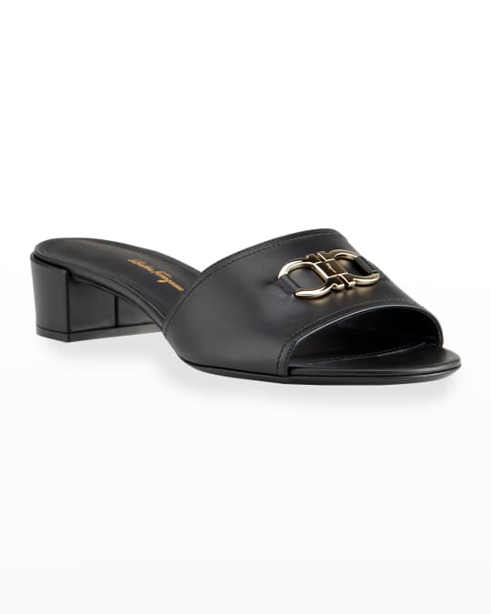 Salvatore Ferragamo Clare 30 Leather Gancini Slide Sandals