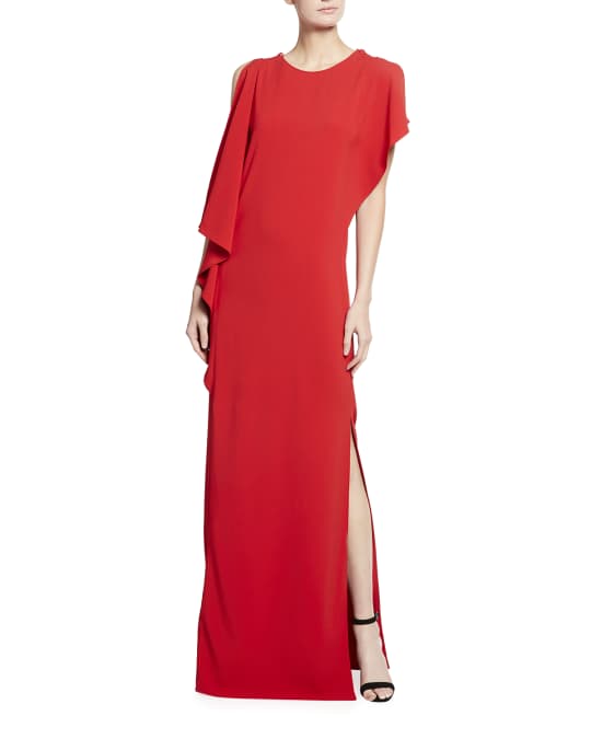 St. John Collection Stretch Cady Gown with High Slit | Neiman Marcus
